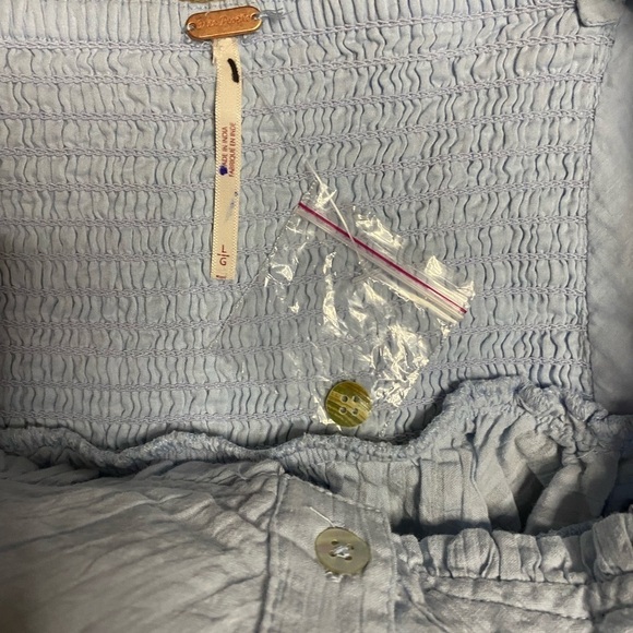 New Free People  Leave It To Me Ivory Crop Top Blouse Button Boho NWOT - Picture 6 of 6